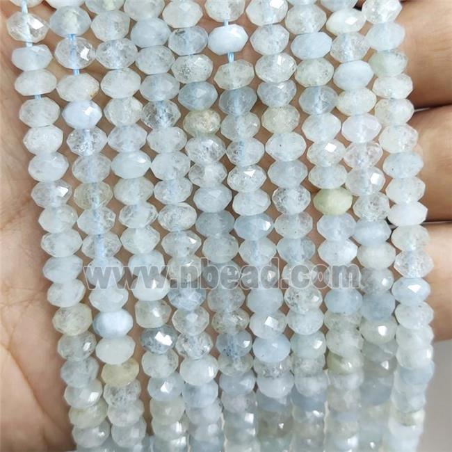 Natural Aquamarine Beads Blue Faceted Rondelle