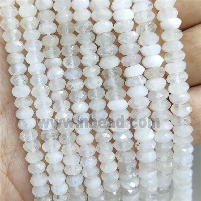 Natural White Moonstoen Beads Faceted Rondelle
