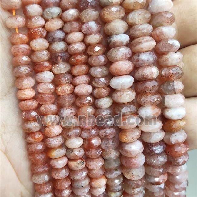 Natural Gold Sunstone Beads Peach Faceted Rondelle