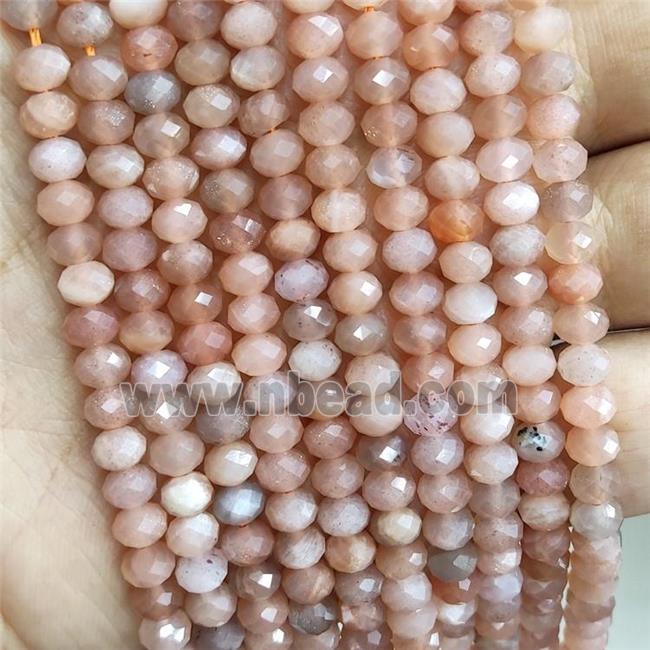 Natural Moonstone Beads Peach Faceted Rondelle