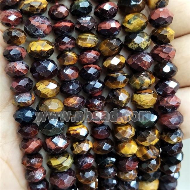 Natural Tiger Eye Stone Beads Multicolor Faceted Rondelle