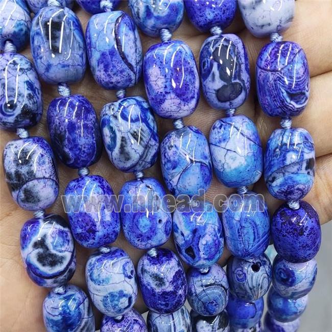 Natural Agate Beads Barrel Fired BLue Dye