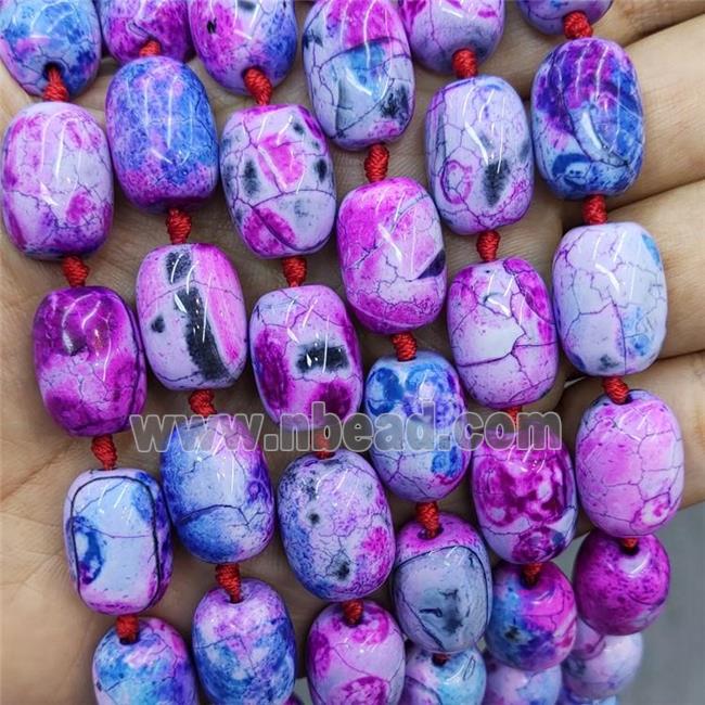 Natural Agate Beads Barrel Fired Hotpink Dye