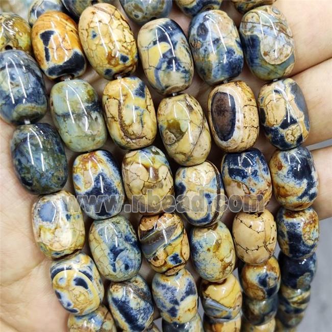 Natural Agate Beads Barrel Fired Khaki Dye