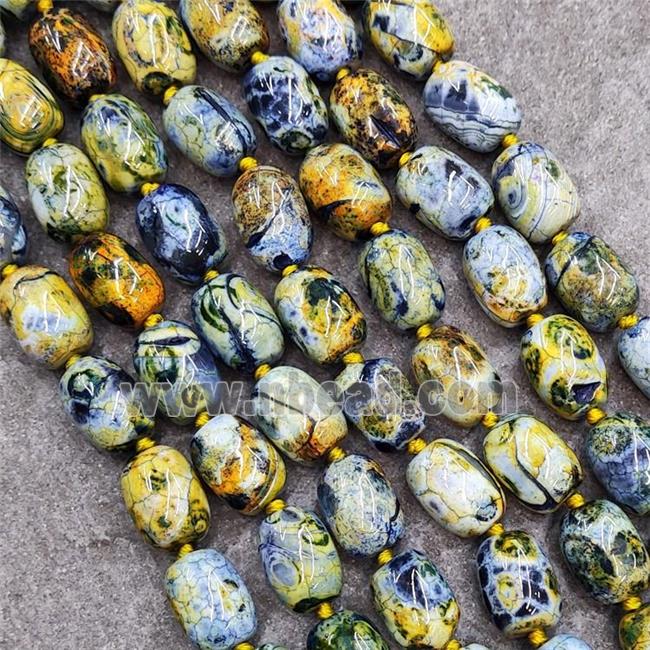 Natural Agate Beads Barrel Fired Olive Dye