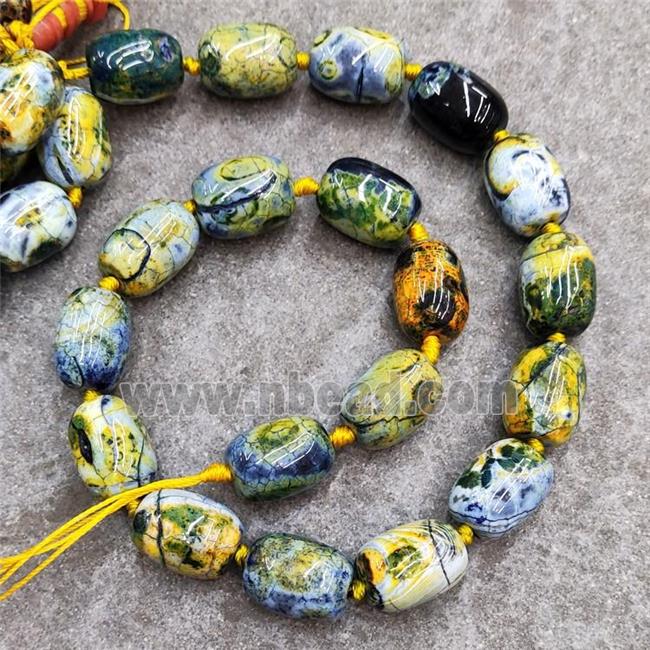Natural Agate Beads Barrel Fired Olive Dye