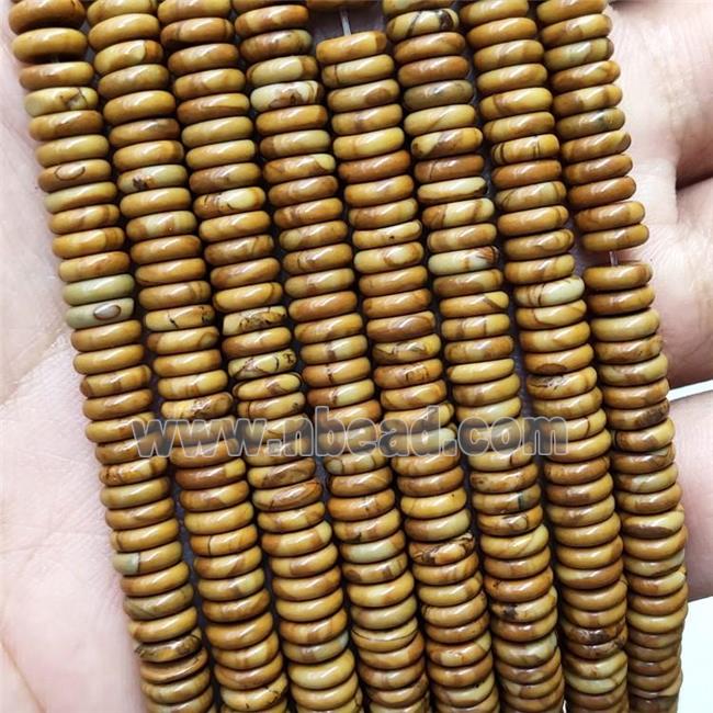 Natural Brown Wooden Lace Jasper Spacer Heishi Beads