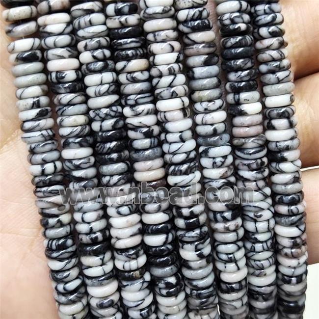 Natural Black Silk Jasper Heishi Beads
