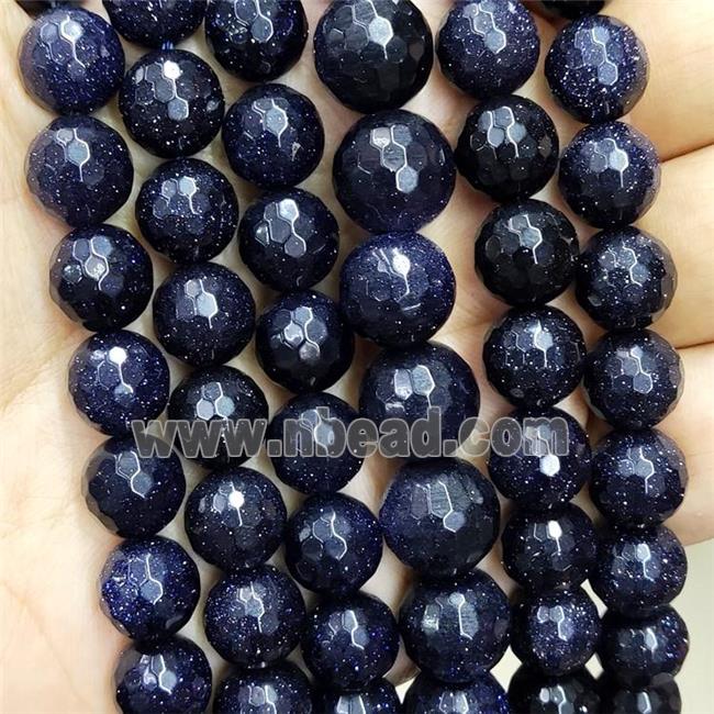 Blue Sandstone Beads Faceted Round