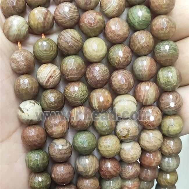 Natural Wood Lace Jasper Beads Multicolor Faceted Round