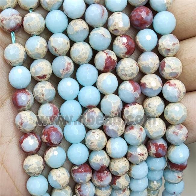 Synthetic Snakeskin Jasper Beads BLue Faceted Round