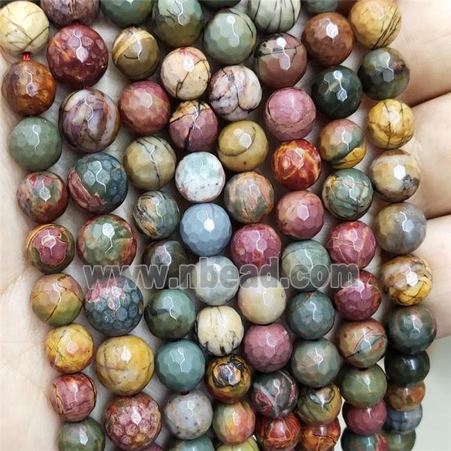 Natural Picasso Creek Jasper Beads Red Faceted Round