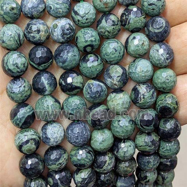 Natural Kambaba Jasper Beads Green Faceted Round