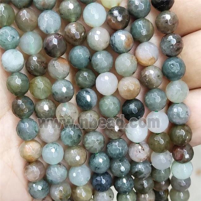Natural Green Agate Beads Faceted Round