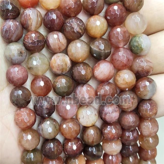 Natural Red Agate Beads Faceted Round