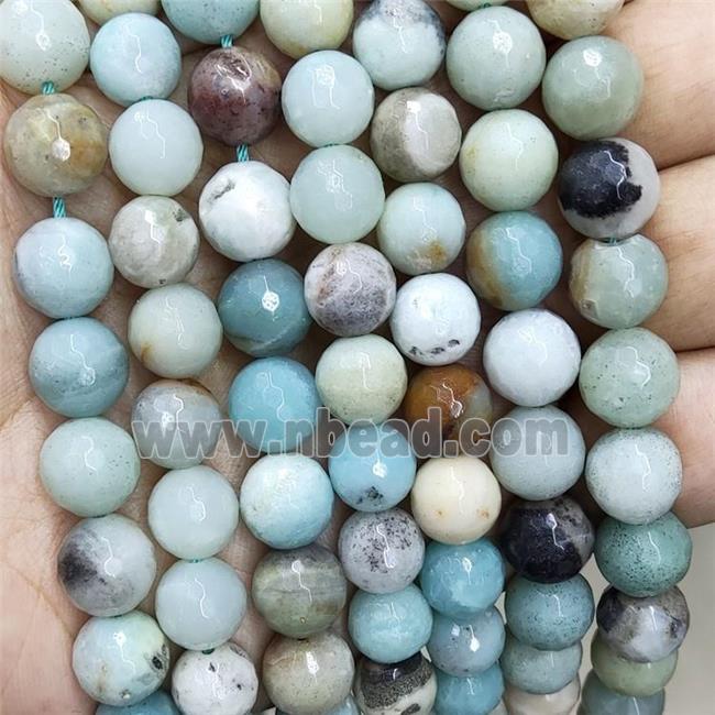 Amazonite Beads Multicolor Faceted Round