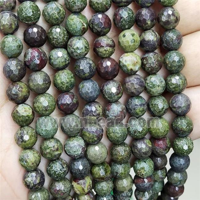 Green Dragon Bloodstone Beads Faceted Round
