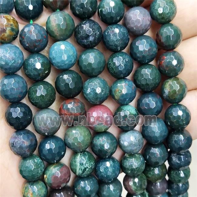 Green Chook Bloodstone Beads Faceted Round
