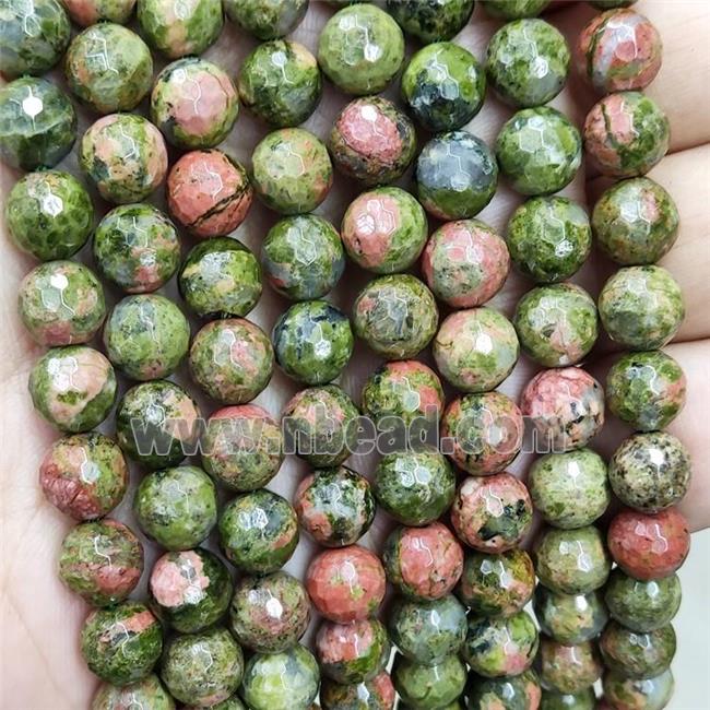 Natural Unakite Beads Faceted Round