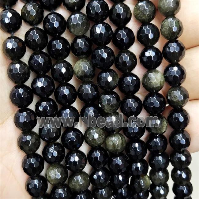 Gold Obsidian Beads Faceted Round