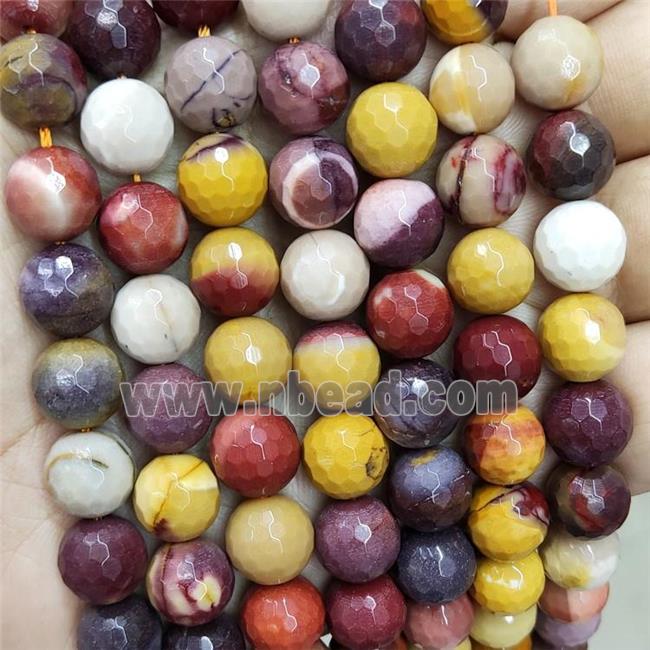 Natural Mookaite Beads Faceted Round Multicolor