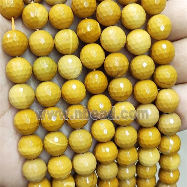 Natural Mookaite Beads Faceted Round Yellow