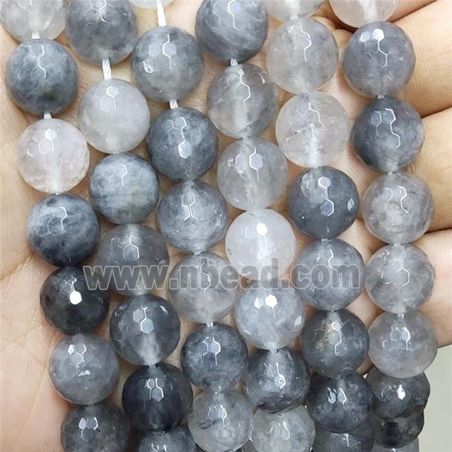 Gray Cloudy Quartz Beads Faceted Round