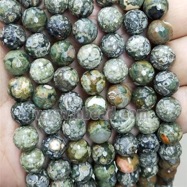 Green Rhyolite Beads Faceted Round