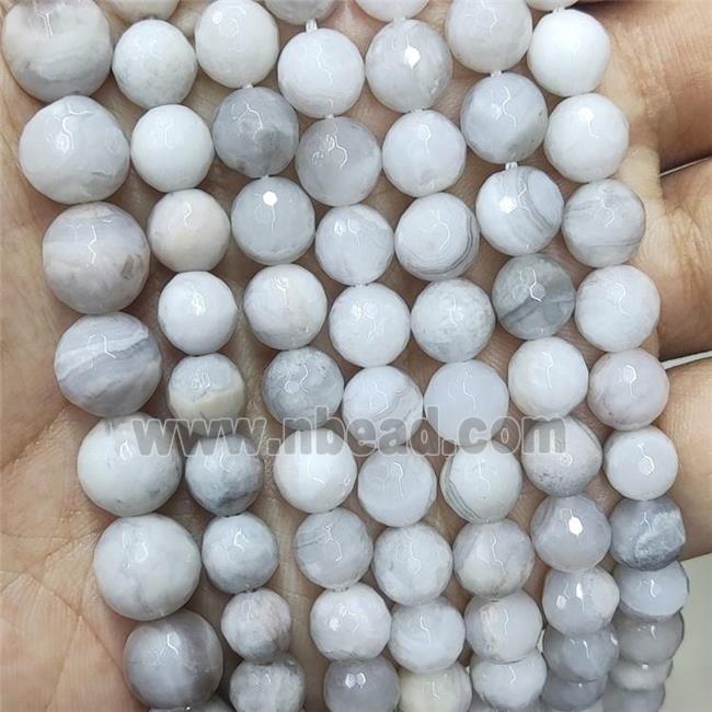 Natural White Crazy Lace Agate Beads Faceted Round