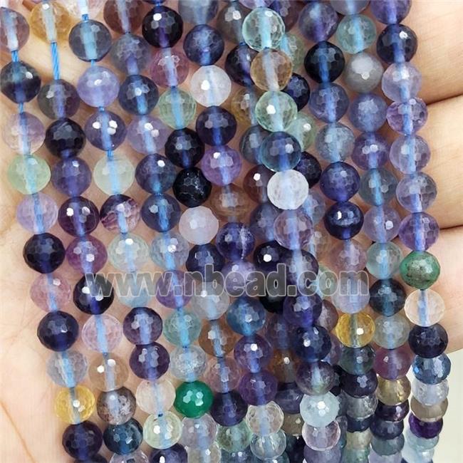 Natural Fluorite Beads Faceted Rondelle Multicolor