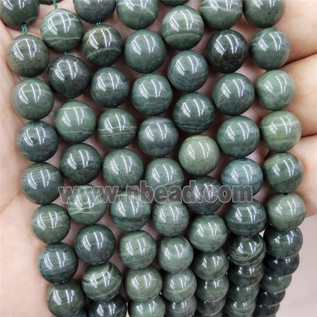 Green Agate Beads Dye Stripe Smooth Round