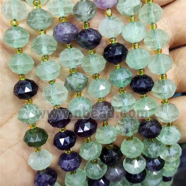 Natural Fluorite Beads Multicolor Cutted Rondelle