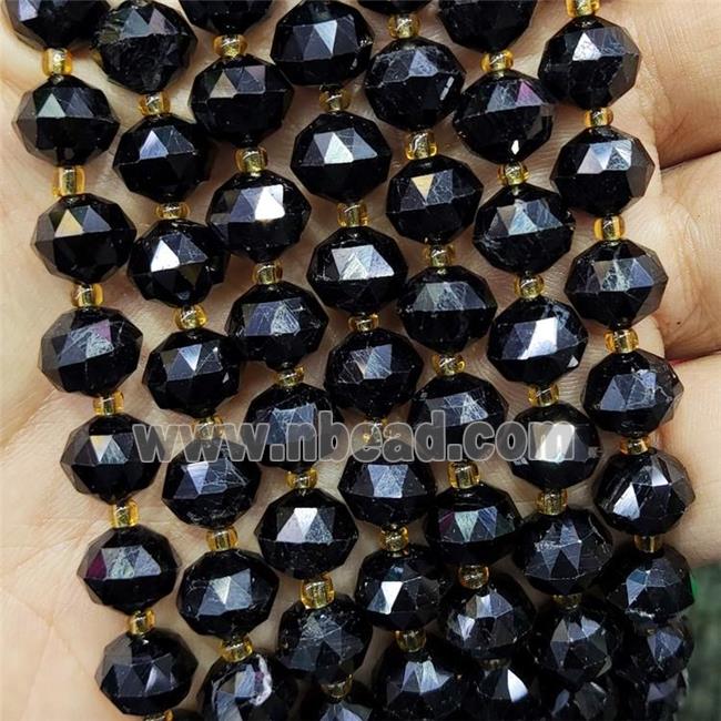 Natural Black Tourmaline Beads Cut Rondelle