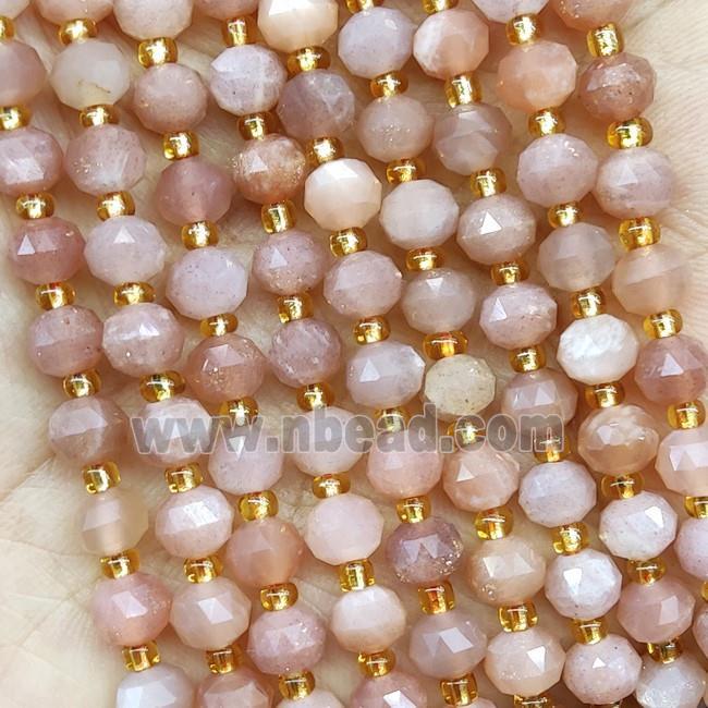 Natural Peach Sunstone Beads Cut Rondelle