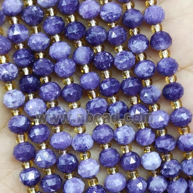 Natural Lepidolite Beads Purple Cut Rondelle