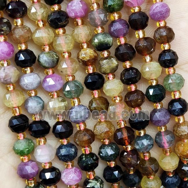 Natural Tourmaline Beads Multicolor Cut Rondelle