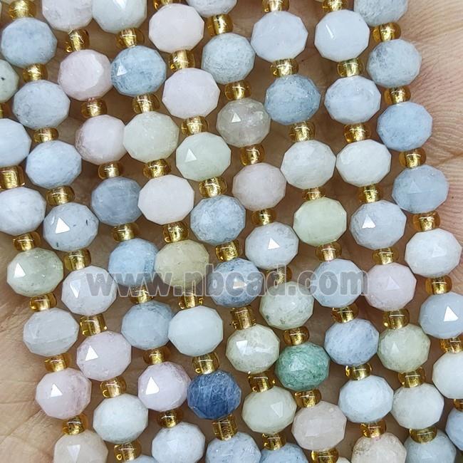 Natural Morganite Beads Multicolor Cut Rondelle