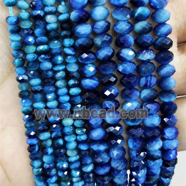 Blue Tiger Eye Stone Beads Faceted Rondelle Dye