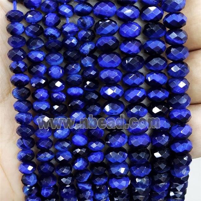 Darkblue Tiger Eye Stone Beads Faceted Rondelle Dye