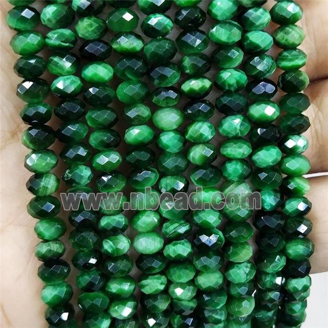 Green Tiger Eye Stone Beads Faceted Rondelle