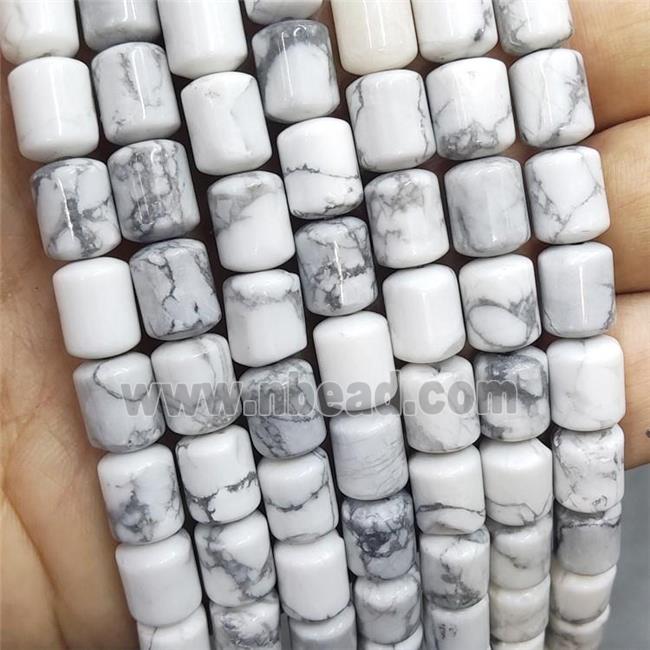 Natural Howlite Turquoise Tube Beads Cylinder White