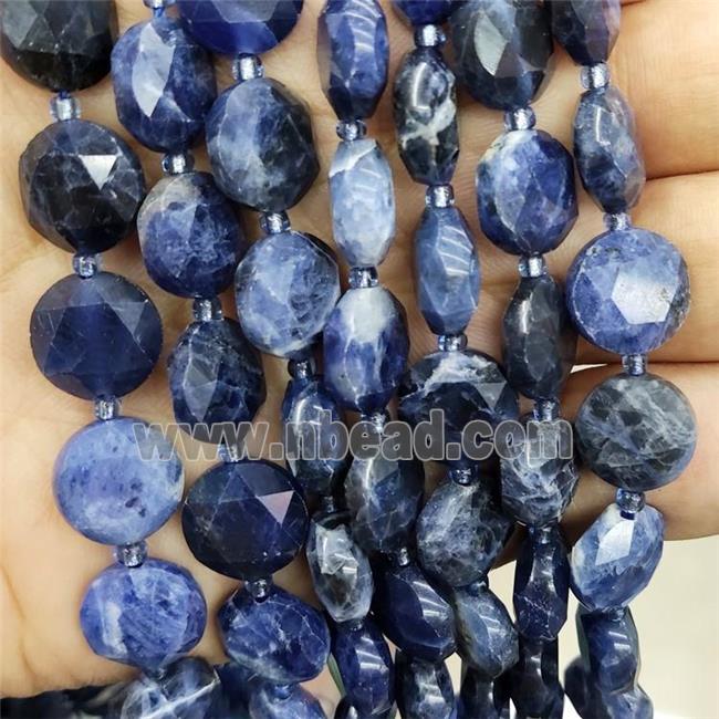 Natural Blue Sodalite Beads Faceted Circle