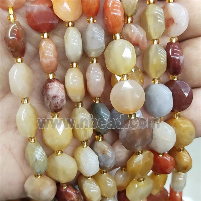 Natural Aventurine Beads Multicolor Faceted Circle