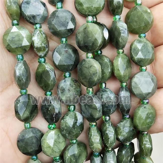 Green Taiwan Jade Beads Faceted Circle