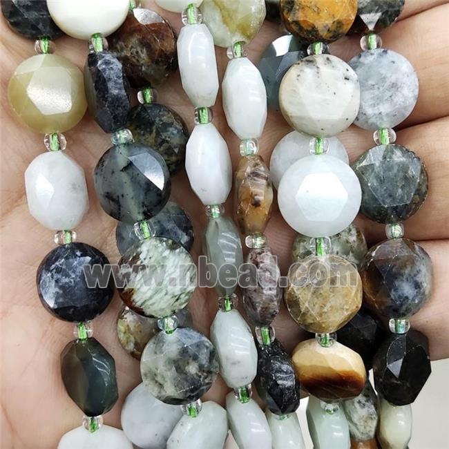 Natural New Chinese HuaXiu Jade Beads Faceted Circle