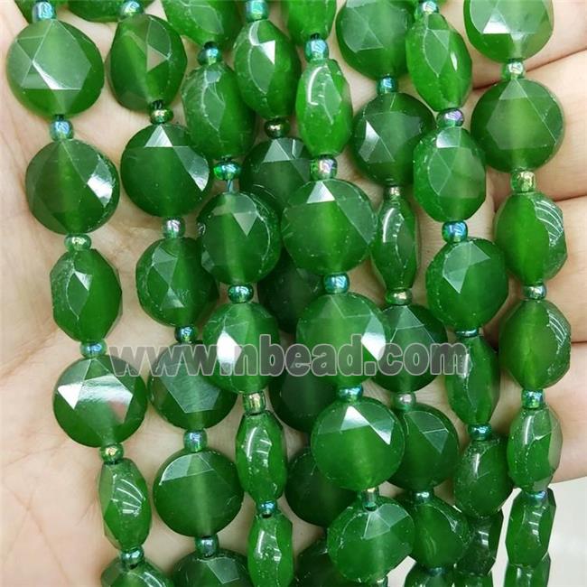 New Jade Beads Green Dye Faceted Circle