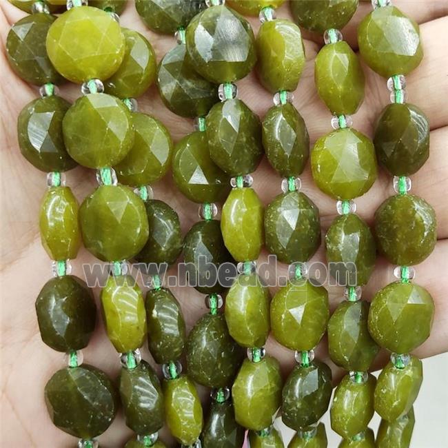 Natural Lemon Jade Beads Olive Faceted Circle