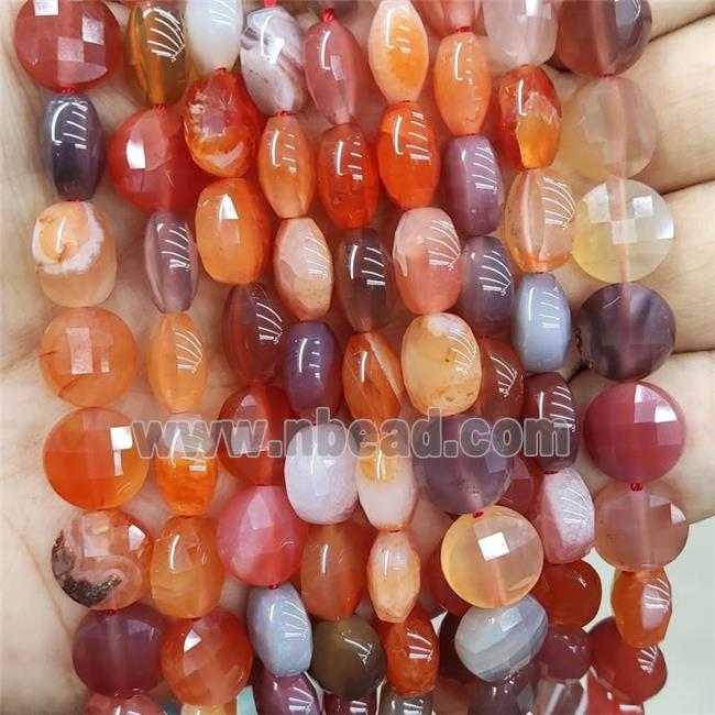 Natural Red Carnelian Agate Beads Faceted Circle