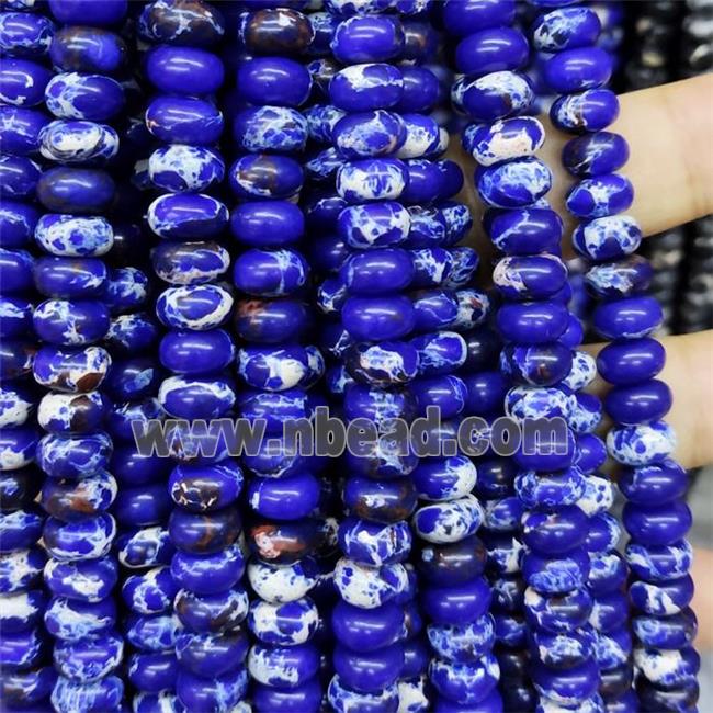 Synthetic Imperial Jasper Beads Smooth Rondelle Royal Blue