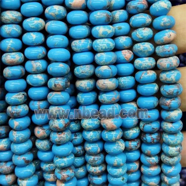 Synthetic Imperial Jasper Beads Smooth Rondelle Blue